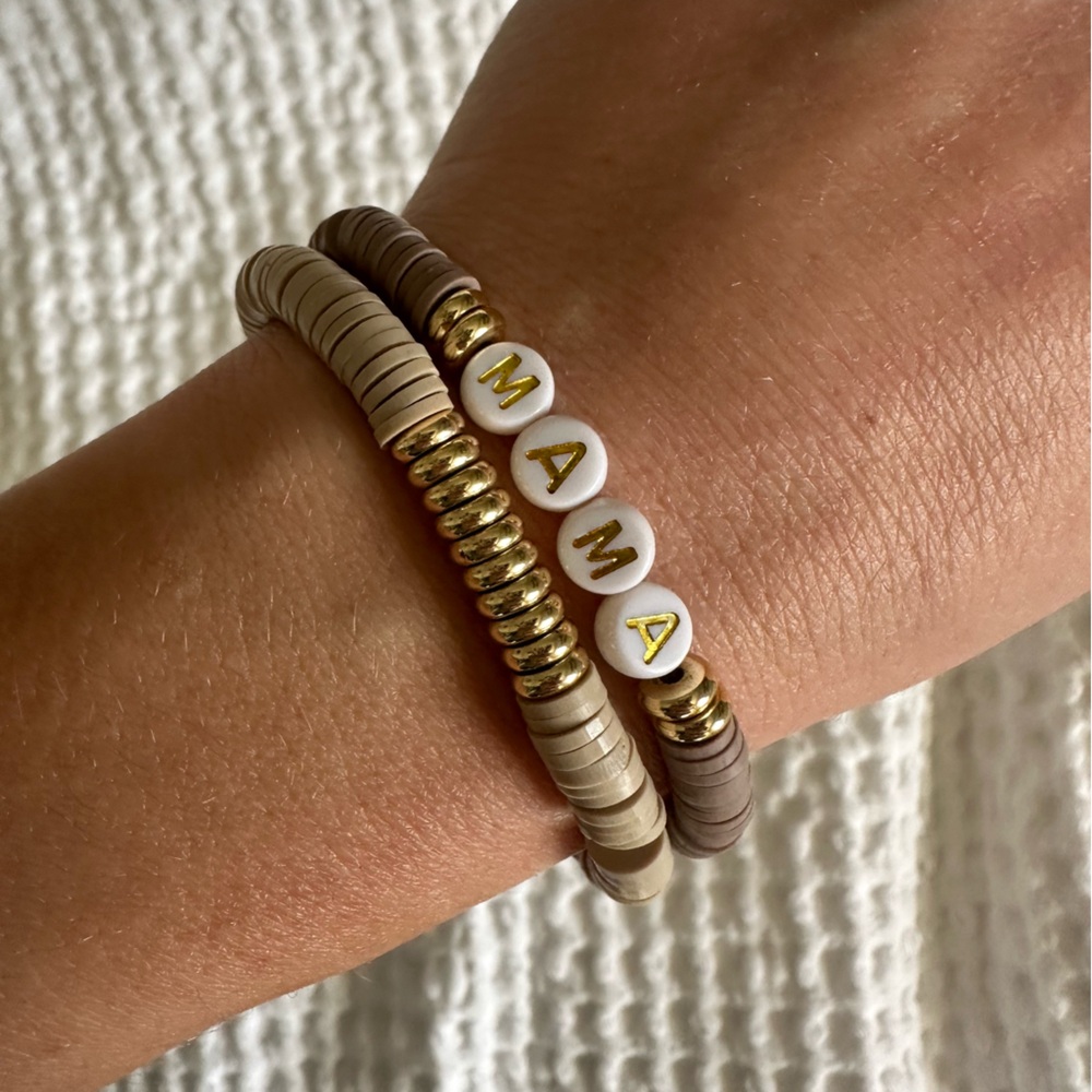 Mama Bracelet Stack in Neutral and Gold